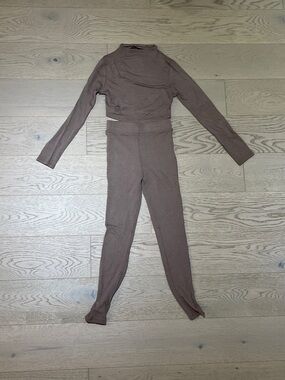 naked wardrobe Mocha  Knit High-Waist 2 piece set